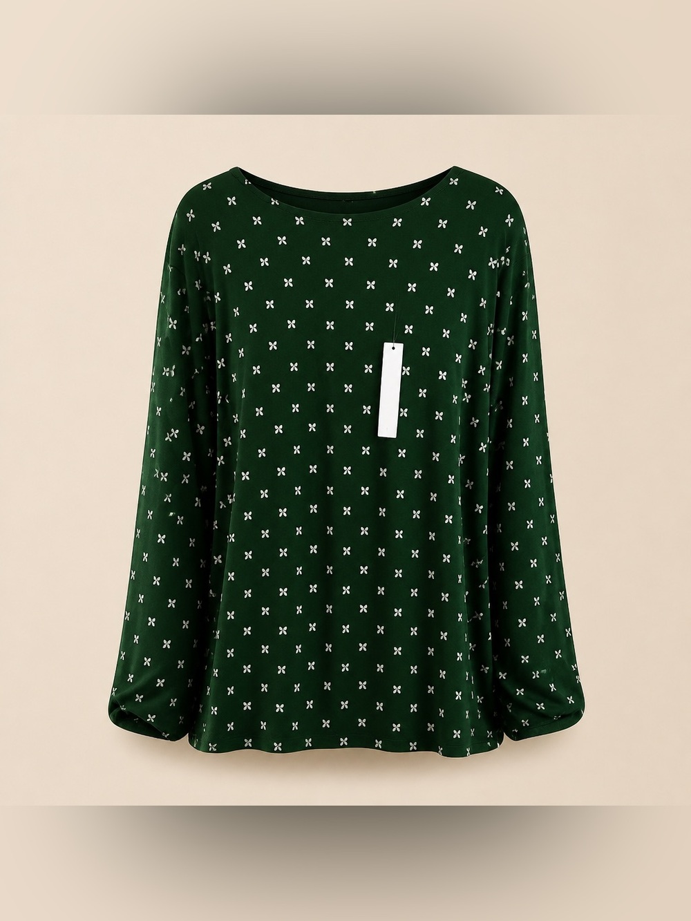 Croft & Barrow The Classic Tee 3X Bow Print Long Sleeve Cotton Crewneck Tee